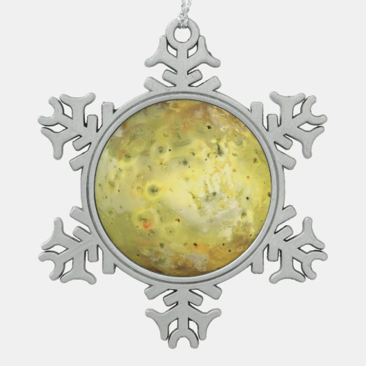 Io Vulkanische Maan van Jupiter Tin Sneeuwvlok Ornament (Voorkant)