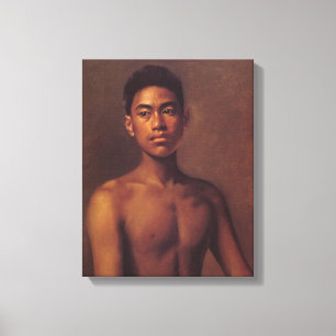 'Iokepa, Hawaiian Fisher Boy' - Hubert Vos Canvas Afdruk