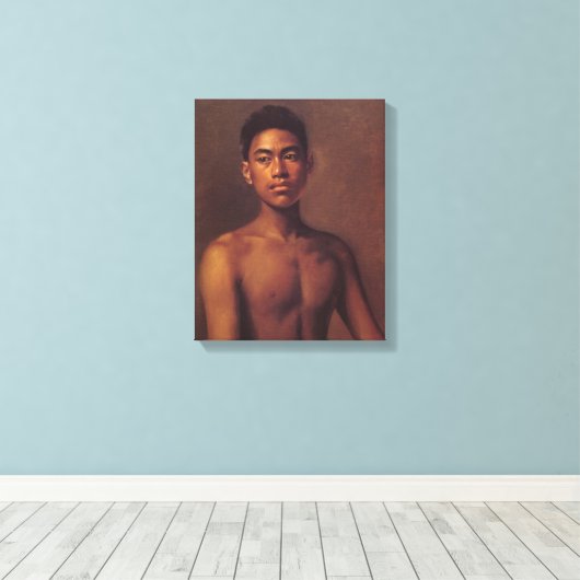 'Iokepa, Hawaiian Fisher Boy' - Hubert Vos Canvas Afdruk (Insitu (Houten vloer))