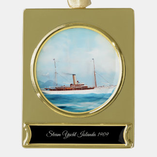 Iolanda Stoomjacht 1909 Verguld Banner Ornament