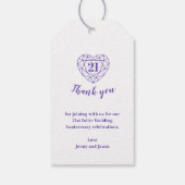 Ioliet trouwjubileum 21e hart paars cadeaulabel (Achterkant)