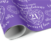 Iolite trouwdag 21 jaar liefde paarse cadeaupapier (Rol Hoek)