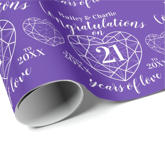 Iolite trouwdag 21 jaar liefde paarse cadeaupapier (Rol Hoek)