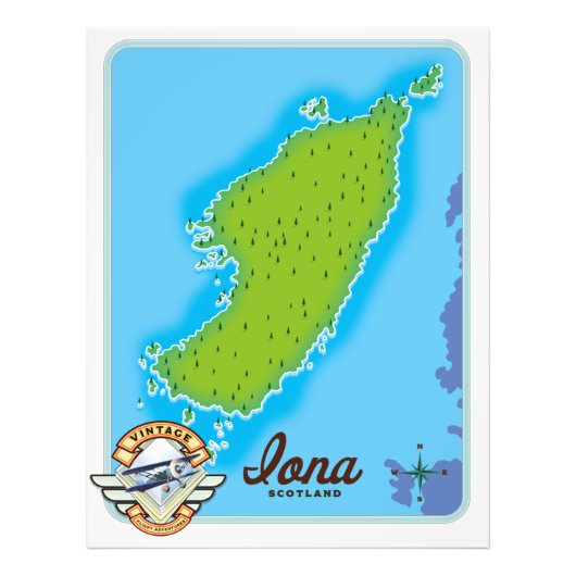 Iona Schotland kaart Foto Afdruk (Voorkant)