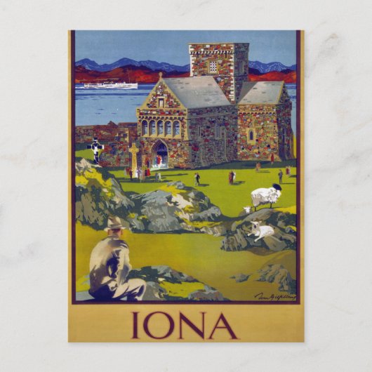 Iona Scotland Vintage Travel Poster hersteld Briefkaart (Voorkant)