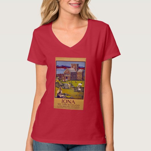 Iona Scotland Vintage Travel Poster hersteld T-shirt (Voorkant)