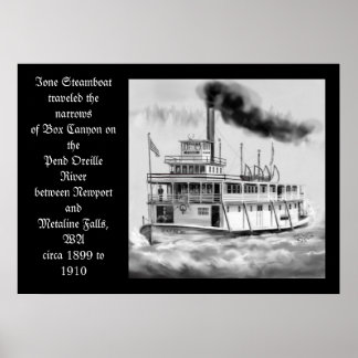 Ione Steamboot ongeveer 1899 tot 1910 origineel ku Poster