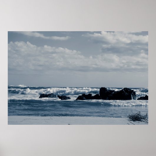 Ionisch zee geagiteerd met schuim dat botst poster (Voorkant)