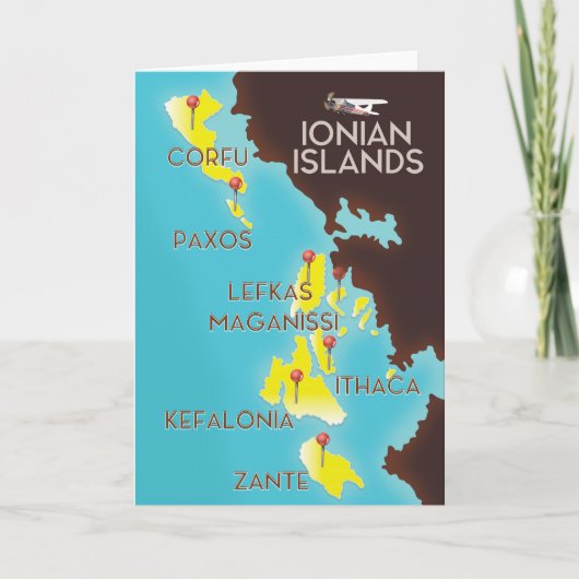 Ionische Eilanden kaart poster. (Voorkant)
