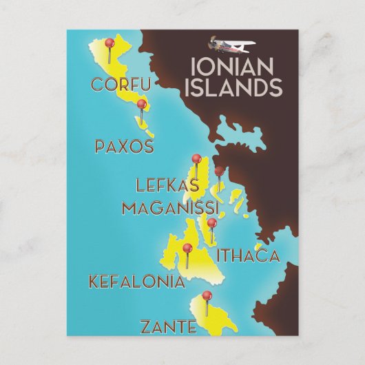 Ionische Eilanden kaart poster. (Voorkant)
