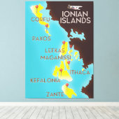 Ionische Eilanden kaart poster. Canvas Afdruk (Insitu (Houten vloer))