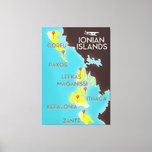 Ionische Eilanden kaart poster. Canvas Afdruk (Voorkant)