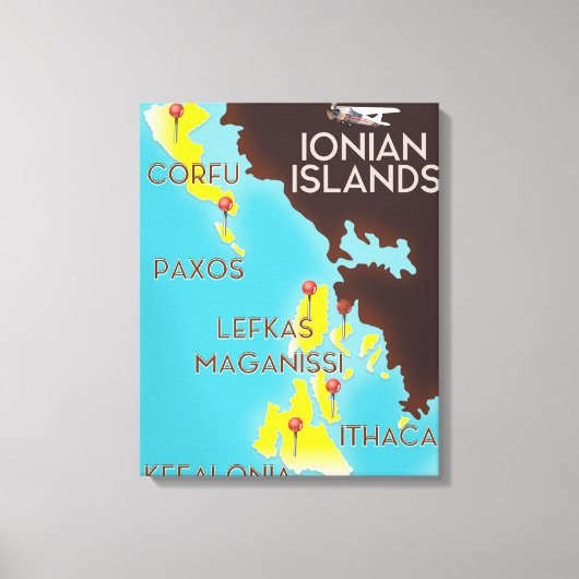 Ionische Eilanden kaart poster. Canvas Afdruk (Voorkant)