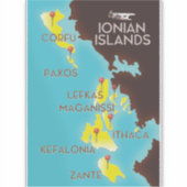 Ionische Eilanden kaart poster. Sticker (Voorkant)