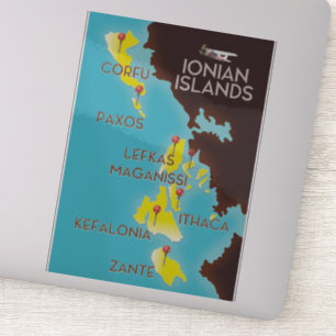 Ionische Eilanden kaart poster. Sticker