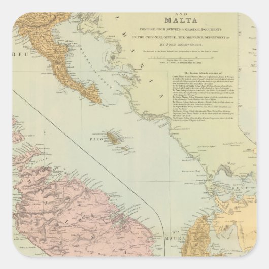 Ionische eilanden, Malta Vierkante Sticker (Voorkant)
