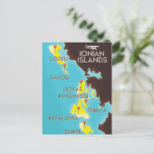 Ionische eilandenkaart poster. briefkaart (Staand voorkant)