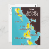 Ionische eilandenkaart poster. briefkaart (Voorkant / Achterkant)