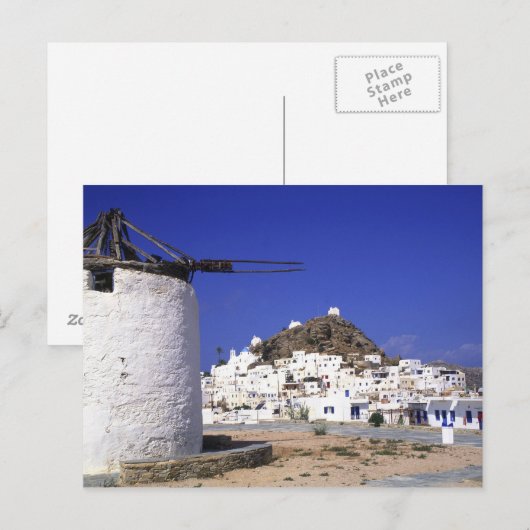Ios, Griekenland. De prachtige en knapperige, witt Briefkaart (Voorkant / Achterkant)