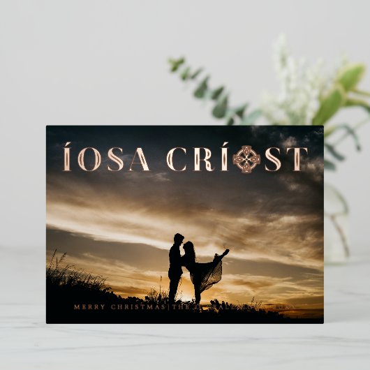 Iosa Criost Gaelic Folie Feestdagenkaart (Staand Voorkant)