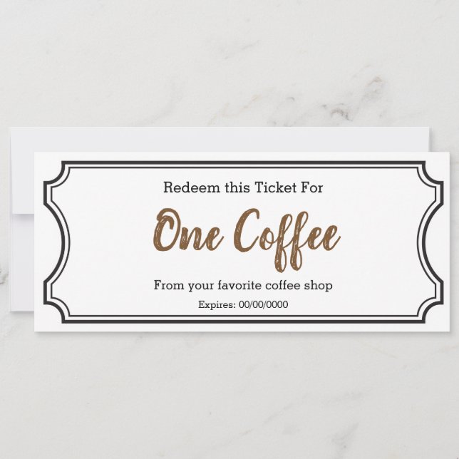 IOU Love Gift Ticket One Coffee, bewerkbaar (Voorkant)