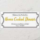 IOU Love Gift Ticket One Dinner bewerkbaar geel Menu (Voorkant)