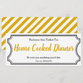 IOU Love Gift Ticket One Dinner bewerkbaar geel Menu (Voorkant / Achterkant)