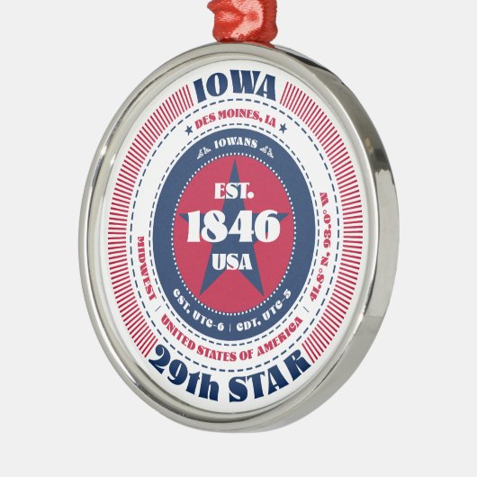 Iowa 29e staat kerstversiering metalen ornament (Links)