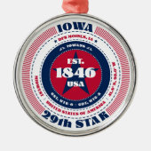 Iowa 29e staat kerstversiering metalen ornament (Voorkant)