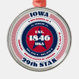 Iowa 29e staat kerstversiering metalen ornament