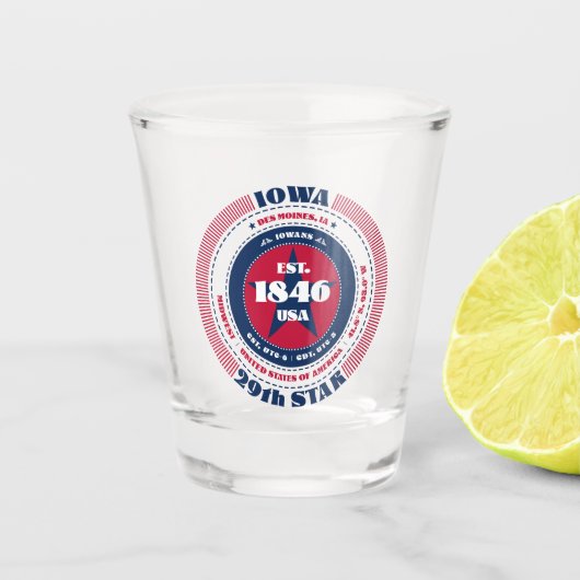 Iowa 29th Star Patriotic Shot Glass Shot Glas (Voorkant)