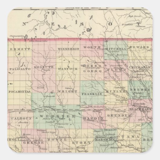 Iowa 2 vierkante sticker (Voorkant)