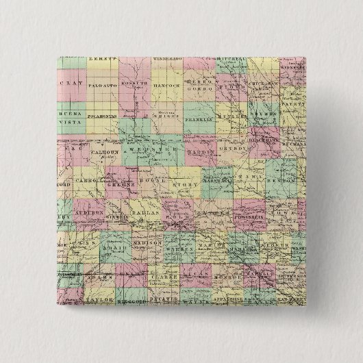 Iowa 3 vierkante button 5,1 cm (Voorkant)