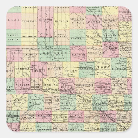 Iowa 3 vierkante sticker (Voorkant)