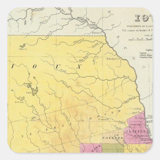 Iowa 7 vierkante sticker (Voorkant)