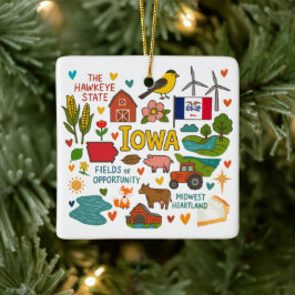 Iowa Aangepaste Familie Reis Kerstmis Keramisch Ornament