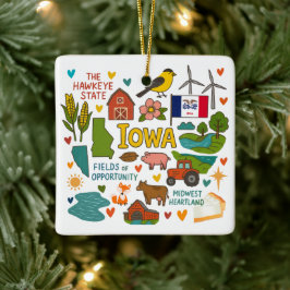 Iowa Aangepaste Familie Reis Kerstmis Keramisch Ornament