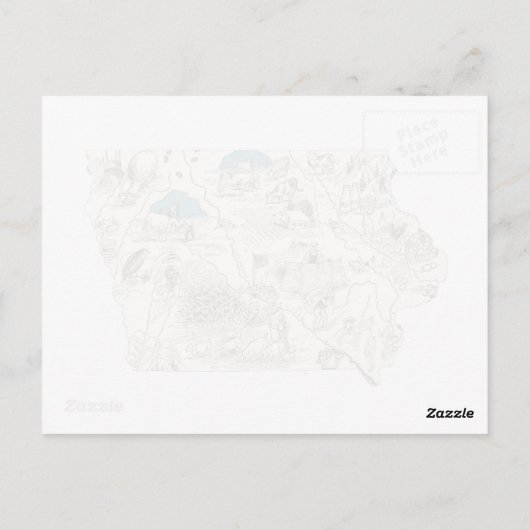 Iowa  Afbeelding Map Antiek Iowan State Chart Briefkaart (Achterkant)