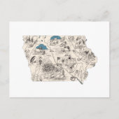 Iowa  Afbeelding Map Antiek Iowan State Chart Briefkaart (Voorkant)