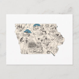 Iowa Afbeelding Map Antiek Iowan State Chart Briefkaart