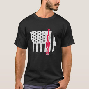 Iowa American Flag State Map Pride Patriotic 4th O T-shirt