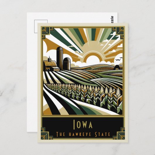 Iowa | Art. Deco Briefkaart (Voorkant / Achterkant)