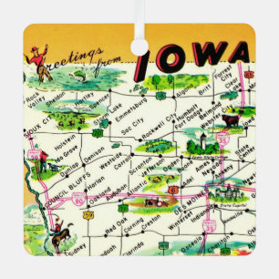  Iowa Briefkaart Kaart Metalen Ornament