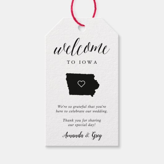 Iowa bruiloft welkom cadeaulabel (Voorkant)