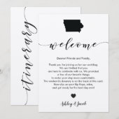 Iowa bruiloft welkomstbrief en reisschema Kaart (Voorkant / Achterkant)