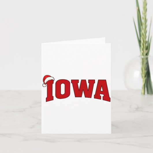 Iowa Christmas Santa Hat Retro Throwback Souvenir Kaart (Voorkant)