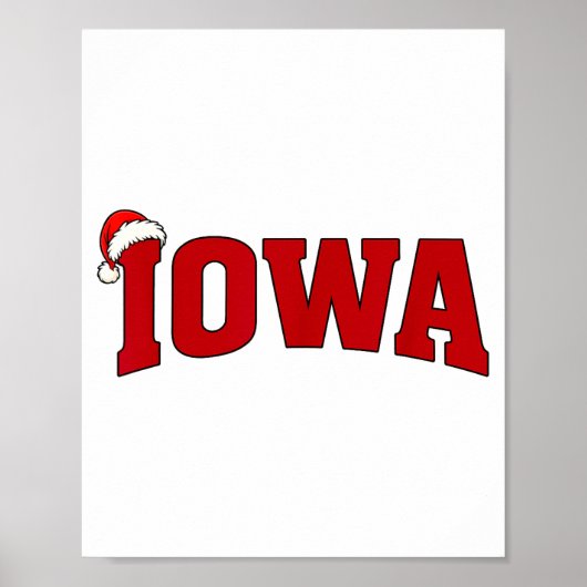 Iowa Christmas Santa Hat Retro Throwback Souvenir  Poster (Voorkant)