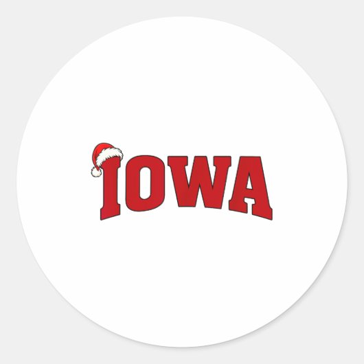 Iowa Christmas Santa Hat Retro Throwback Souvenir  Ronde Sticker (Voorkant)