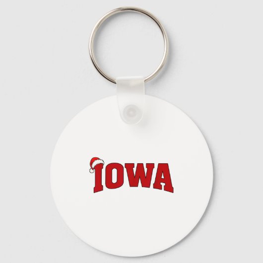 Iowa Christmas Santa Hat Retro Throwback Souvenir  Sleutelhanger (Voorkant)