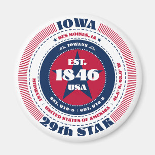 Iowa Circle Typography Souvenir Magnet
